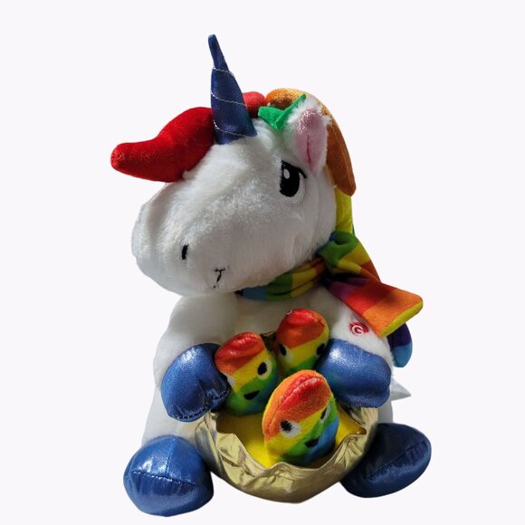 Gemmy Animated Rainbow Unicorn 9 inch Plush Sings Deck the Halls Stuffed Animal - Picture 6 of 8